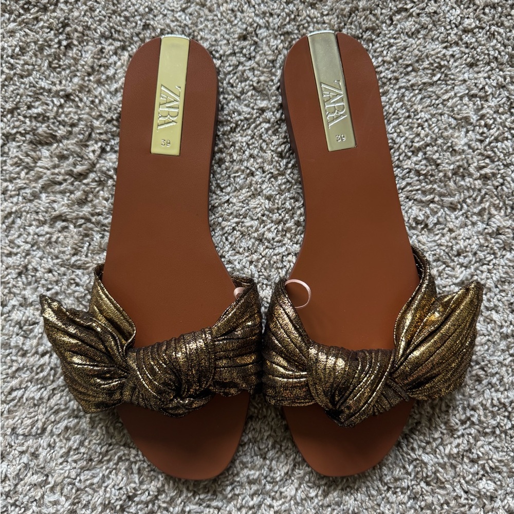 Zara Gold Women's Slide Sandals